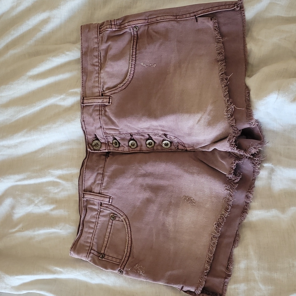 Free People, Purple Button-up Shorts 30